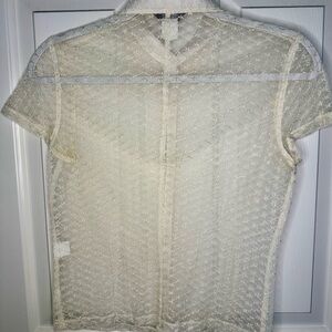 J Crew 90s women’s sheer embroidered lace top sz 2